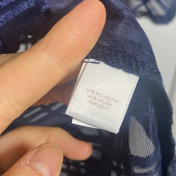 Lauren Conrad Navy Sheer Velvet Top Blouse with Bell Sleeves - Picture 13 of 13